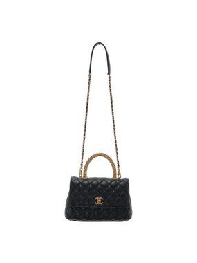 Chanel Coco Handle Shoulder Bag Black Gold